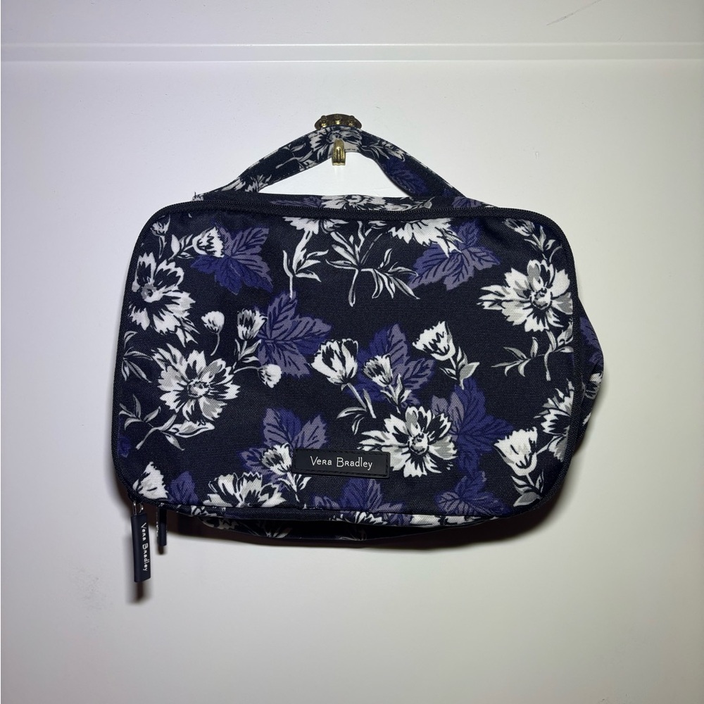 Vera Bradley Black and Purple Cosmetic Bag with Floral Design